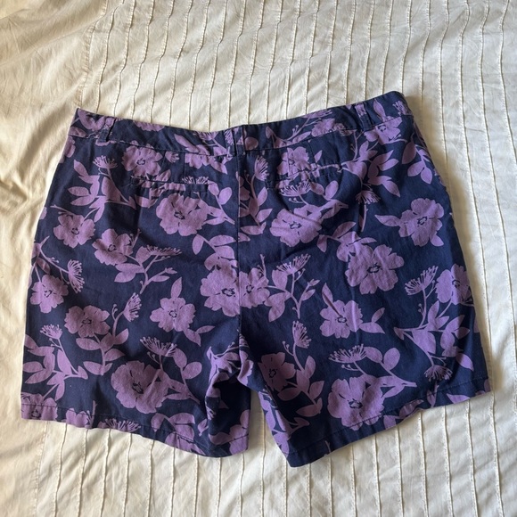 Croft & Barrow Women’s Linen Cotton Purple Floral Shorts Pockets Size 20W - Picture 5 of 8